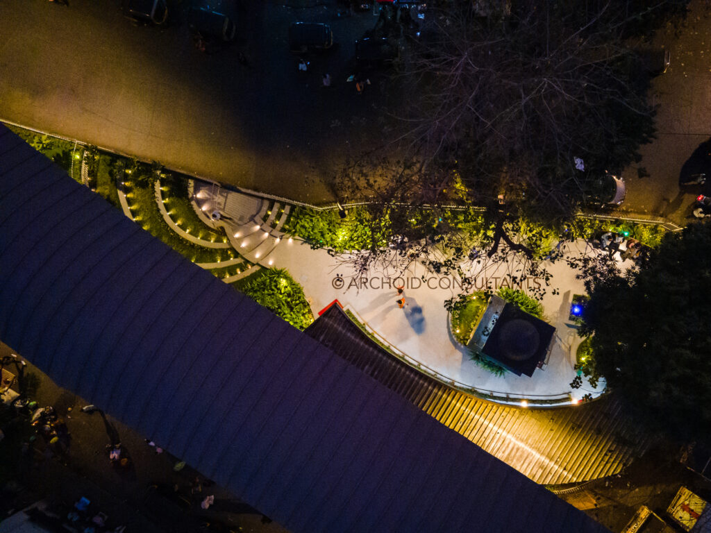 SV Road Chowk Landscape Design night top view